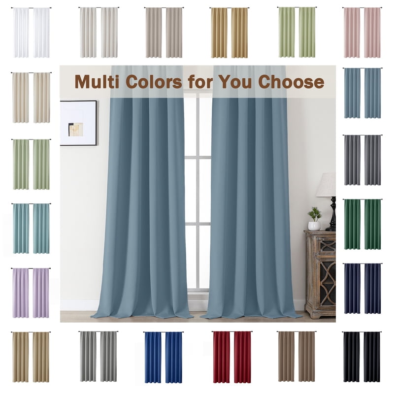Aether 40x72 Mineral Blackout Curtains - 2 Panels, 72 Inch, Thermal Drapes for French / Sliding Glass Door - 40" W x 72" L