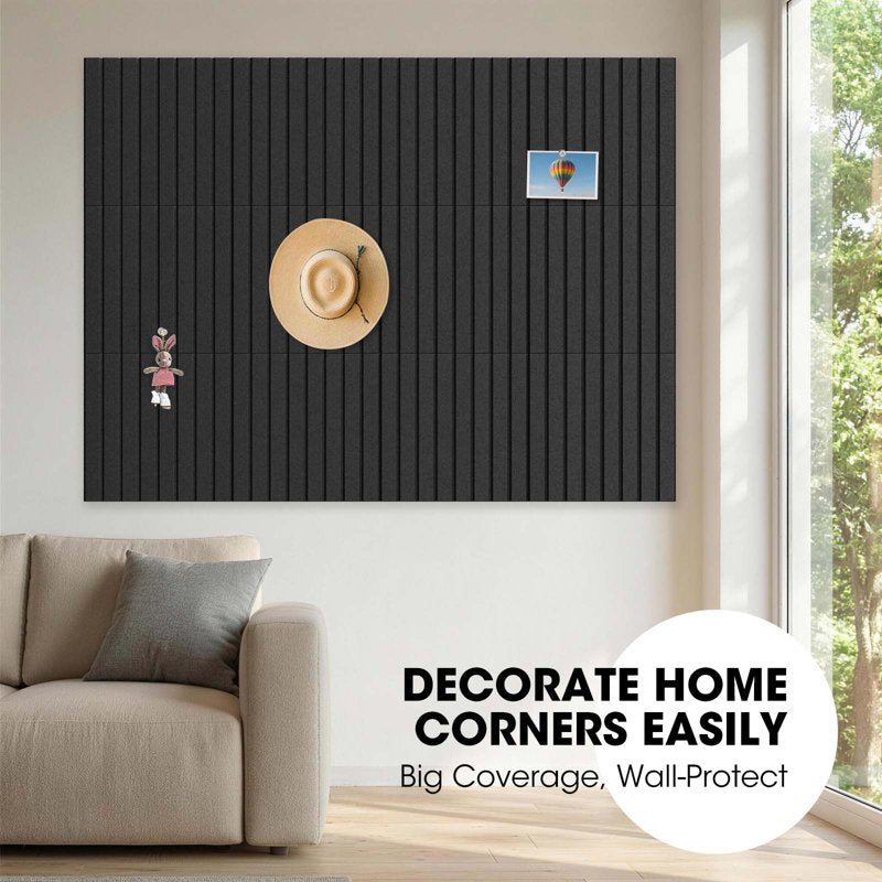 Large Felt Bulletin Board Set with Adhesive Tabs for Wall & Room Decor, 12 Tiles
