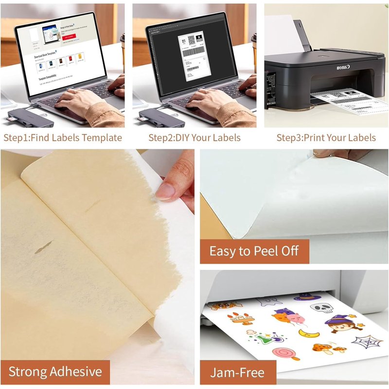 Full Sheet Shipping Labels 8.5x11 Inch - Blank Self-Adhesive Printable Labels (100 Sheets)