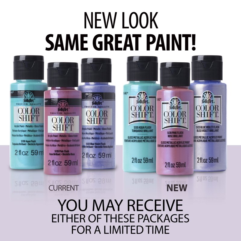 (2 Pack) FolkArt Color Shift Acrylic Craft Paint - Metallic Gloss Finish, Multiple Colors