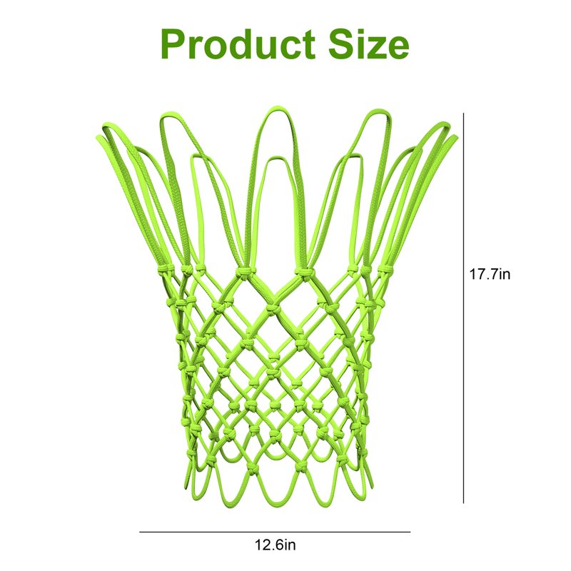 Glow in the Dark Basketball Net - Heavy Duty Outdoor Sports Net with 12 Loops