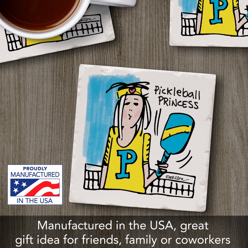 Pickleball Princess Coaster - Thirstystone Single Tumbled Tile Coaster Set