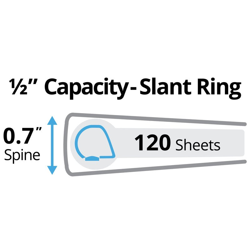 Durable View 3 Ring Binder 0.5 Inch Slant Rings Black Office Organizer