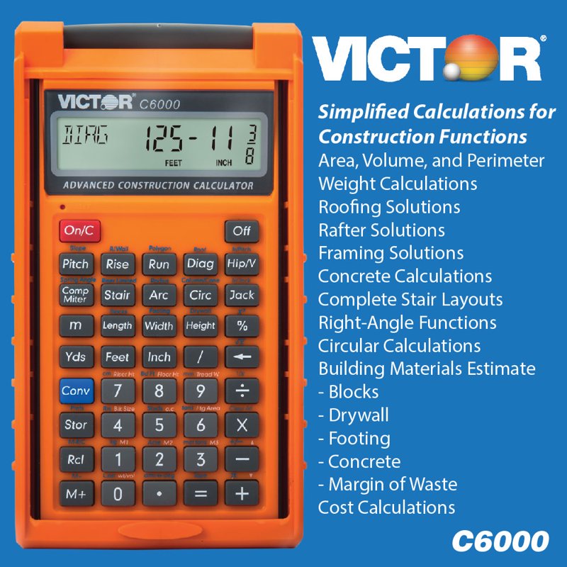 Construction Calculator with Unit Conversion and Estimation - Victor C6000