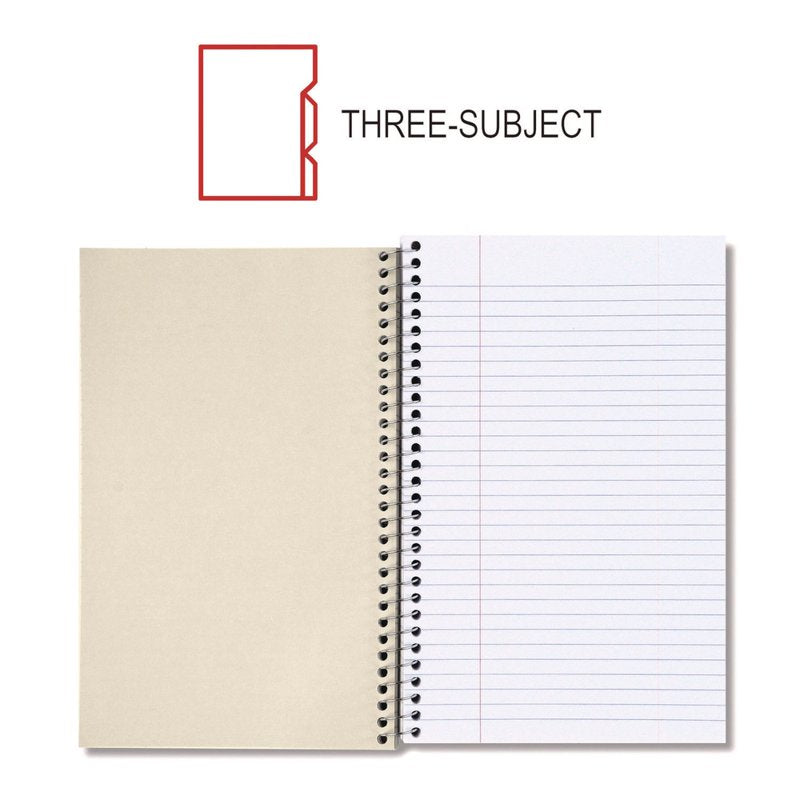 Wirebound Notebook 9.5 x 6 Inches 3 Subjects Medium College Rule Assorted Color Covers 120 Sheets Pack of 4