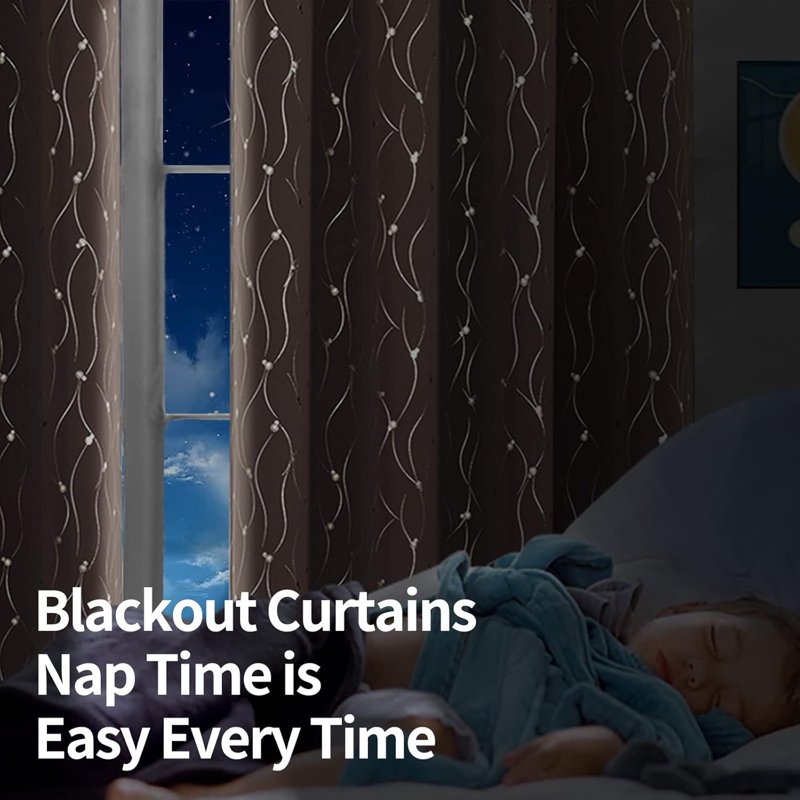 Blackout Curtains 63 Inch Length Grommet Room Darkening Window Drapes - Insulated & Decorative