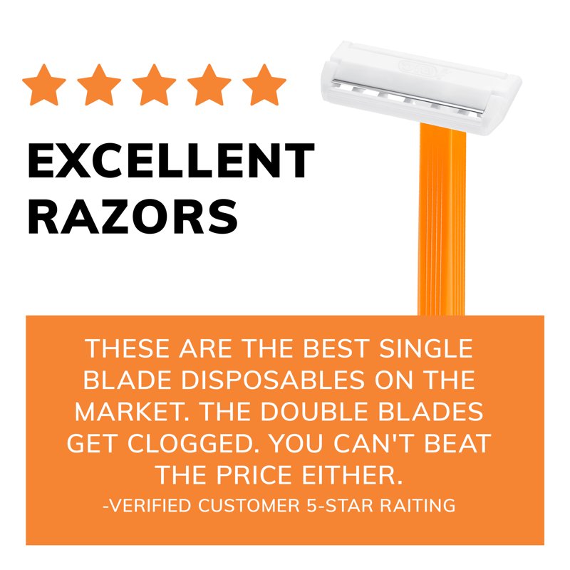 Disposable Men's Razors Sensitive Skin 52-Pack Single Blade Shavers