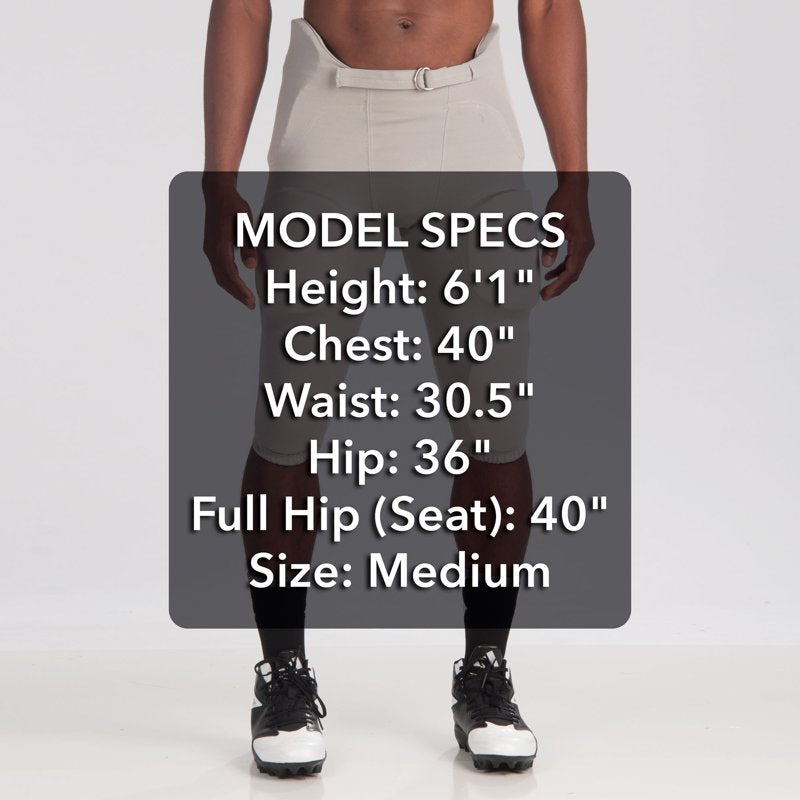 Football Pants with Sewn-In EVA Pads and D-Ring Belt - Adult Men’s Activewear