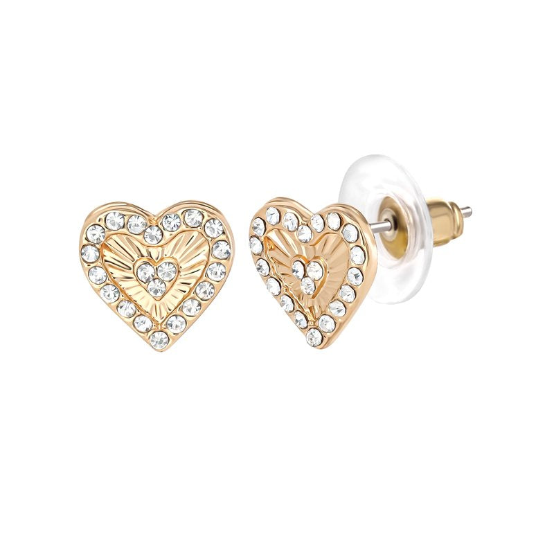 Women’s Heart and Butterfly Earrings Set - 5 Pairs Gold-Tone Jewelry Gift
