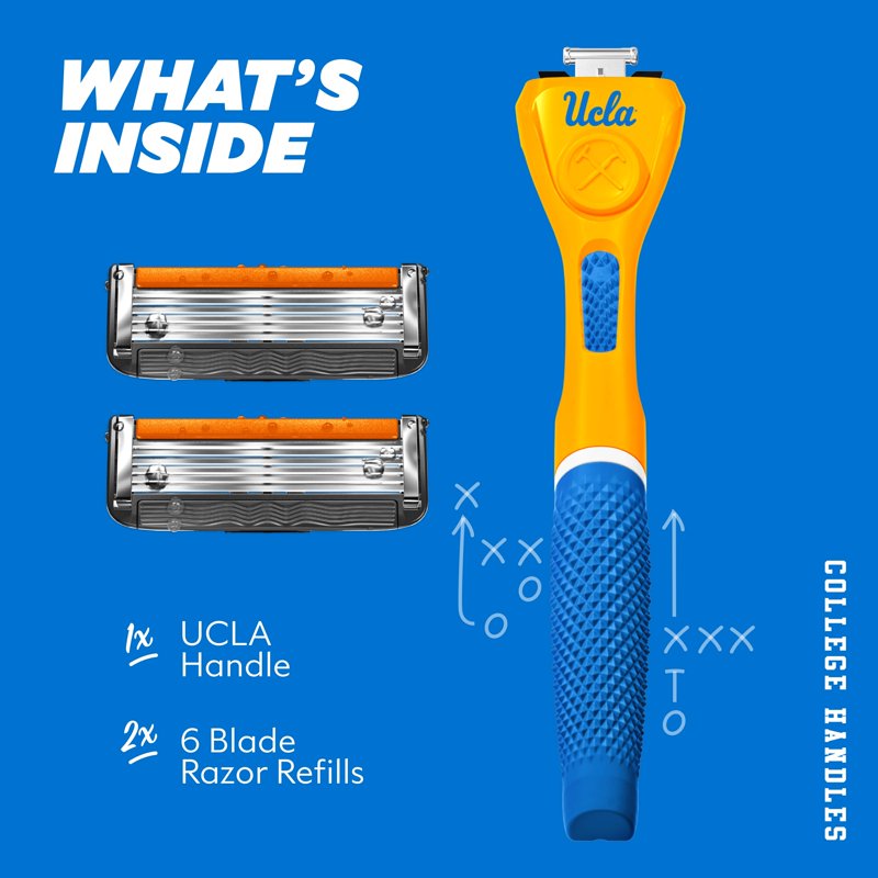 6-Blade Razor Starter Set with School Color Handle - Shaving Kit for Men