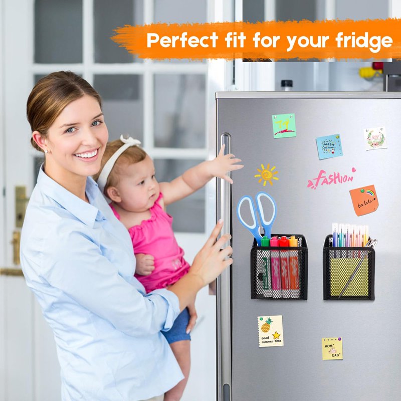Magnetic Pencil Holder Mesh Organizer for Whiteboards, Fridges & Lockers