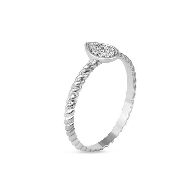 Diamond Cluster Promise Ring 1/20 Ct TDW S925 Sterling Silver Pear Shape