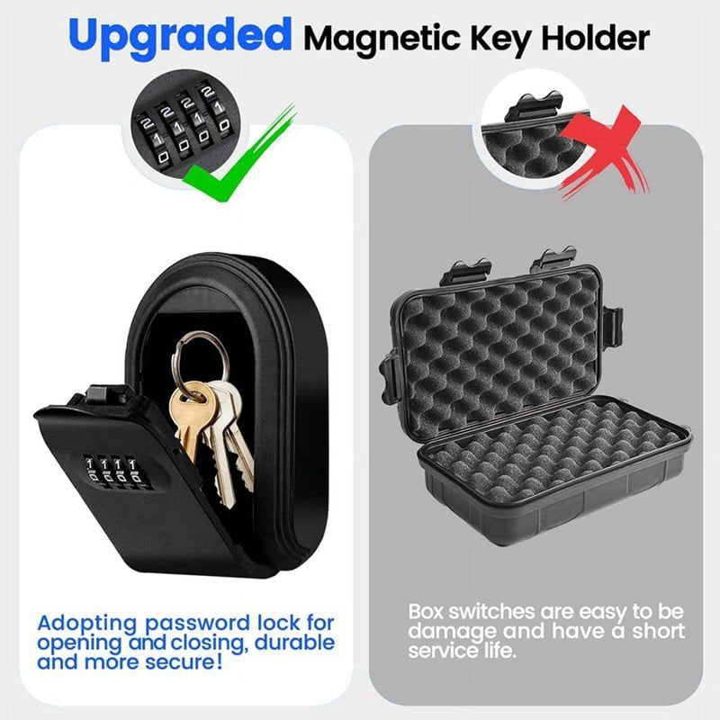 Magnetic Key Lock Box with 4-Digit Combination for Indoor & Outdoor Security