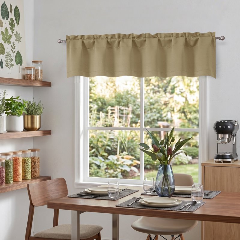 Blackout Window Valance for Living Room, Bedroom, Kitchen — Rod Pocket Privacy Cover, 60x14 Inches