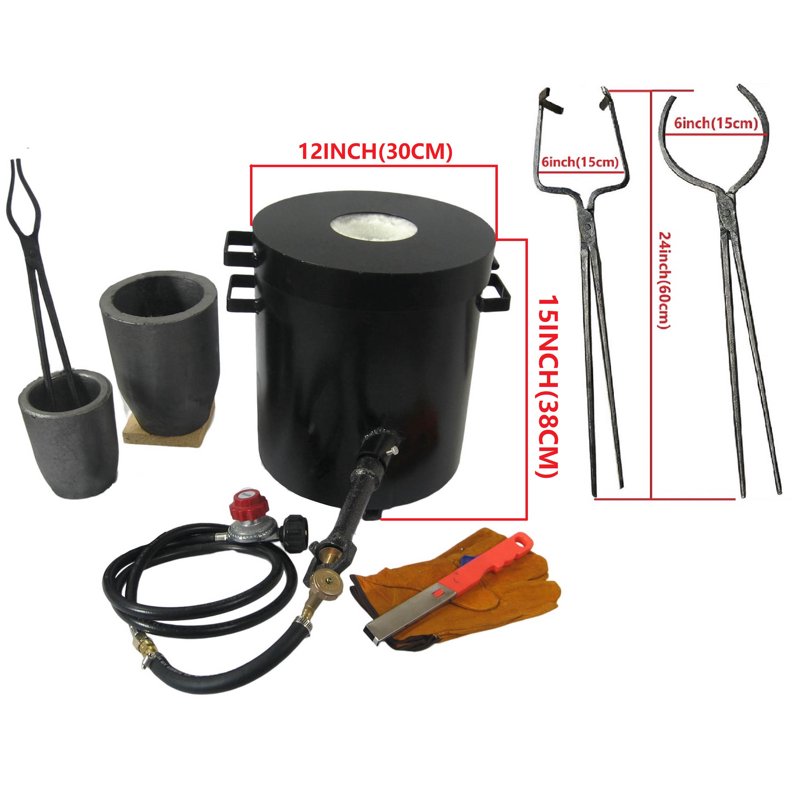 16kg Propane Smelting Furnace Kit with Crucibles & Tongs for Metal Casting