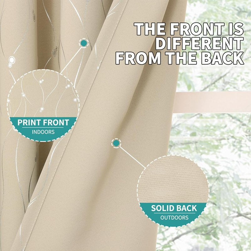 Blackout Curtains 84 Inch Length Set with Grommet Thermal Insulation for Bedroom
