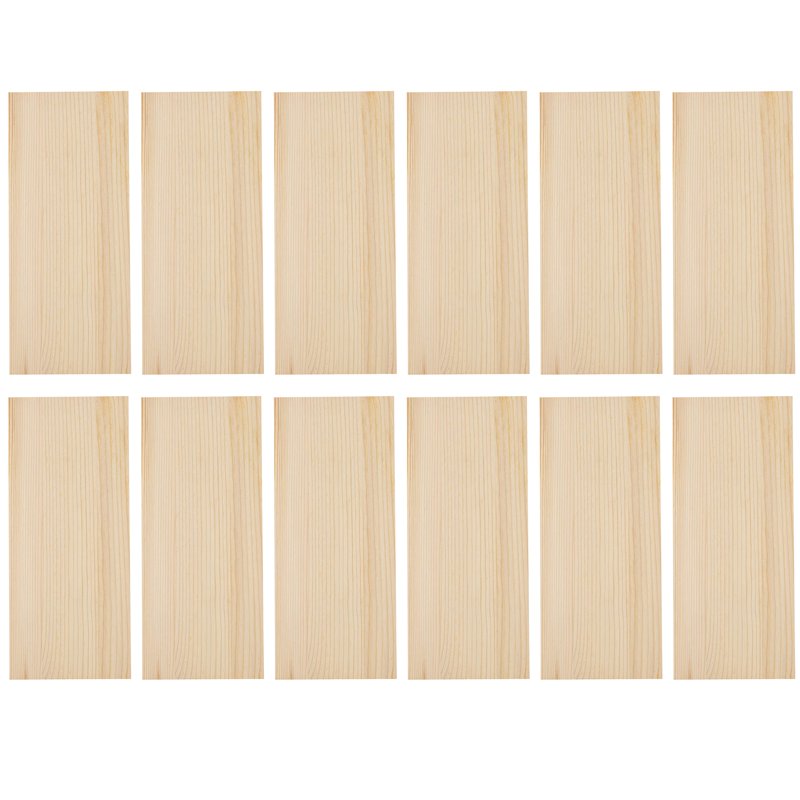 Unfinished Pine Wood Planks for Crafts, Projects & Decoration - 12 Pack