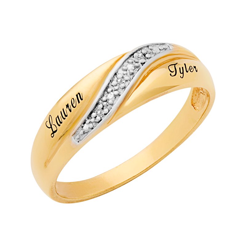 Men's Diamond Accent Wedding Band - Personalized 14K Gold Over Silver