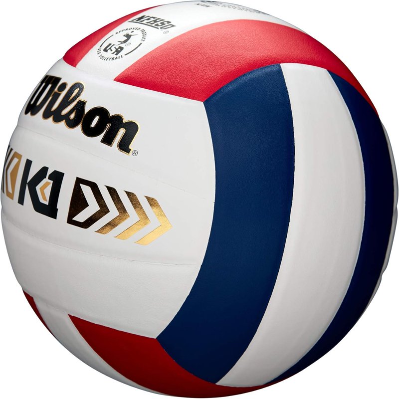 Indoor Volleyball - Wilson K1 Gold with Durable Leather Cover, Size 5 for Competitive Play