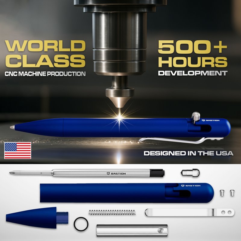 Refillable Aluminum Bolt Action Ballpoint Pen - Multiple Colors