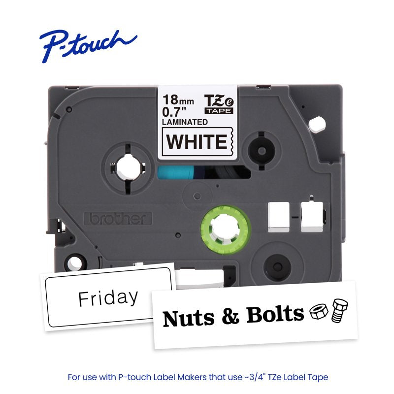 Brother Black on White Laminated Label Tape 3/4in x 26ft for Label Makers