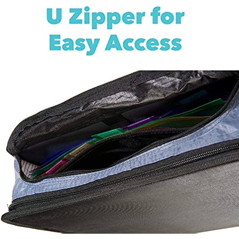 3-Inch Zipper Binder with Expandable File and Mesh Pockets for School Organization