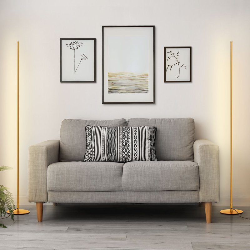 Set of 2 LED Corner Floor Lamps Dimmable Standing Lamps for Living Room Bedroom Office 3000K Gold & Black
