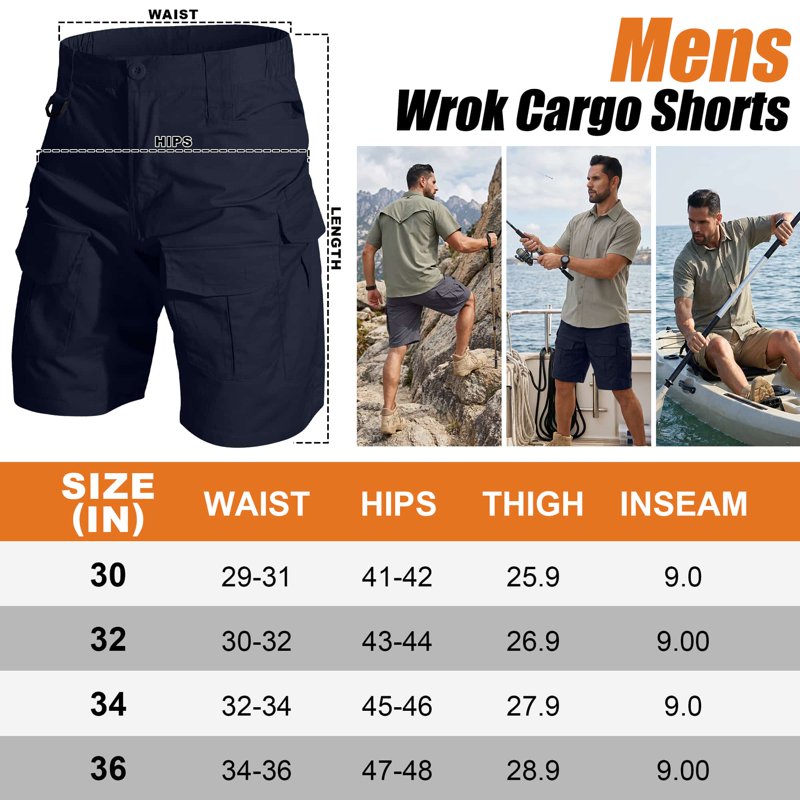 Men's Cargo Shorts with 10 Pockets - Outdoor Work, Hiking, Camping, Casual