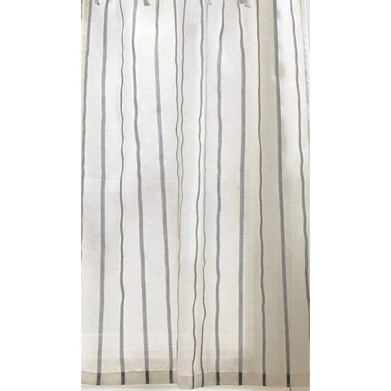 Indoor Window Valance & Tier Set - Gray Semi-Sheer Coastal Style 54" x 14"