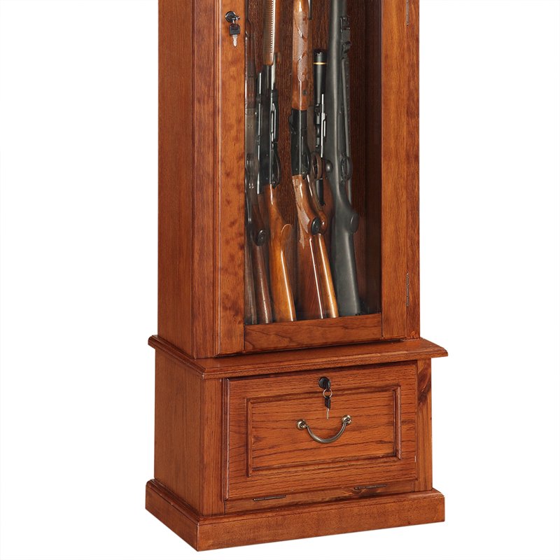 8-Gun Locking Display Cabinet with Lower Storage - Brown Furniture