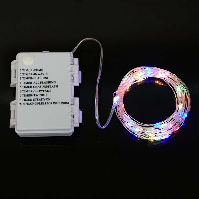Battery-Operated Multi-Color LED String Lights with 8 Modes - 50 Lights, Indoor & Outdoor Use