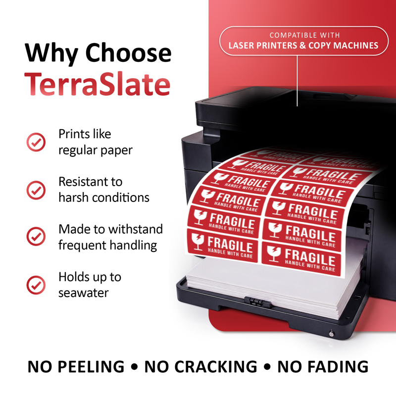 Waterproof Sticker Paper for Laser Printers - 25 Sheets, 8.5x11 Inches, 5 Mil Heavy Duty Labels
