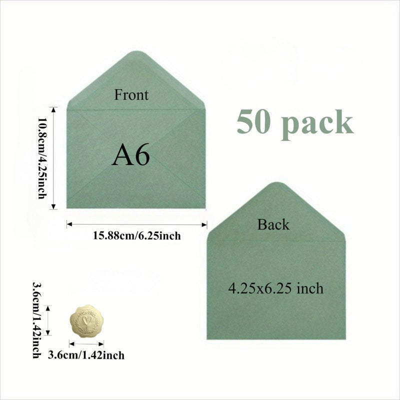 Self-Adhesive A7 Envelopes for 5x7 Cards with Gold Wax Stickers - Elegant Wedding & Greeting Invitations