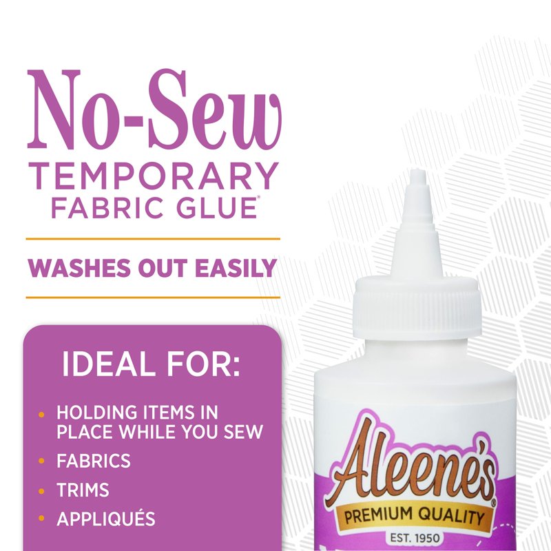 No-Sew Temporary Fabric Glue - Washable Adhesive for Sewing & Crafting