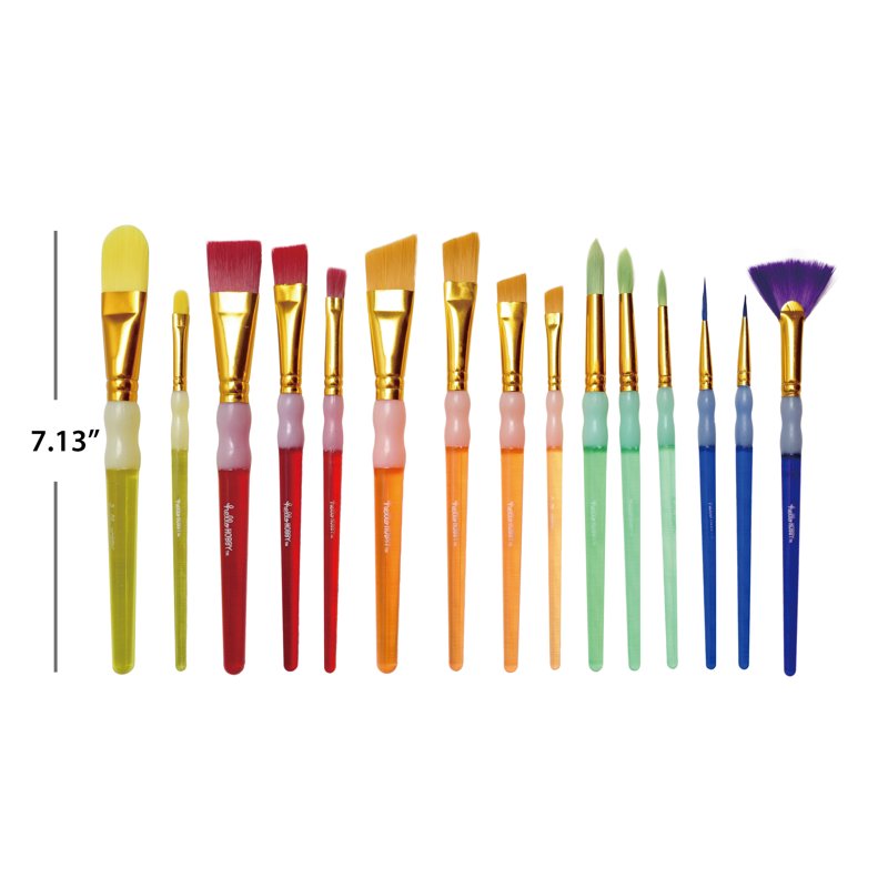15-Piece Art Brush Set for Kids - Watercolors, Acrylics & Crafting