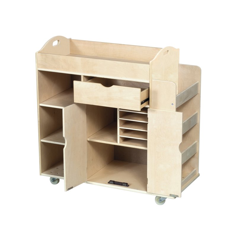 Mobile Art Supply Storage Cart with Shelves and Casters - Classroom & Craft Room Organizer