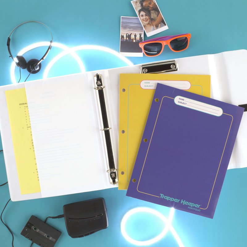 Colorblock Trapper Keeper Binder with Folder and Metal Rings – Office Organization