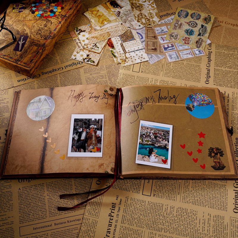 Wedding Scrapbook Album 8 Inch 146 Pages Travel Memory Book Gift with Stickers