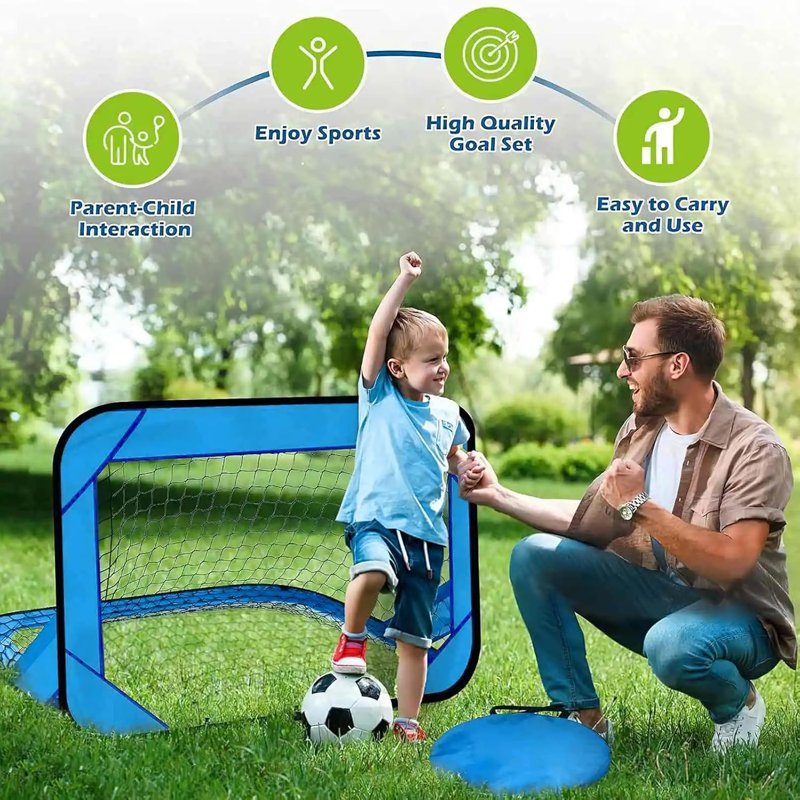 Portable 4x2.6 ft Foldable Kids Soccer Goal, Sturdy Backyard Beach Park Set
