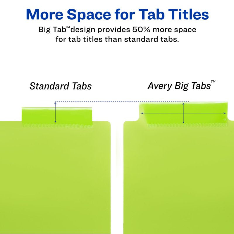 Big Tab Insertable Pocket Dividers - 5-Tab Multi-Color Office Organization