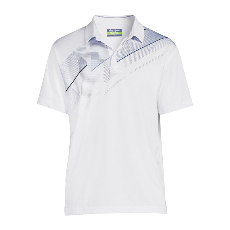 Ben Hogan Men’s & Big Men’s Diagonal Stripe Golf Polo Shirt – Bright White, L
