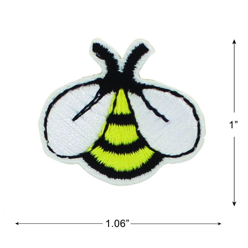 Embroidered Bumblebee Iron-On Patch Appliques Set of 2 - Yellow and Black, 1" x 1.1"
