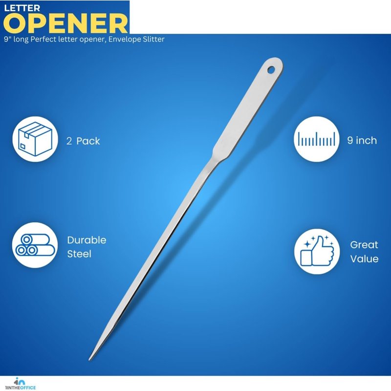 Stainless Steel Letter Opener 2 Pack - Office & Mailroom Tool