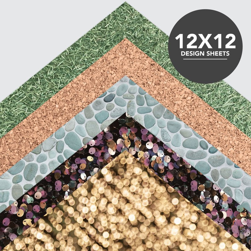 Texture Paper Pad for Crafts 12x12 inches 50 Sheets - Wood Grain Cork Grass Design