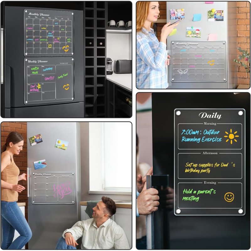 Magnetic Refrigerator Whiteboard Calendar Set - Dry Erase Planner & Memo Board with Markers