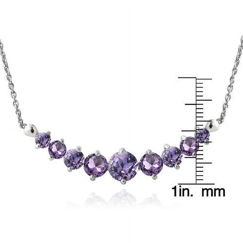 Amethyst Sterling Silver Graduated Necklace - 9 Gemstones, 18 Inch Chain