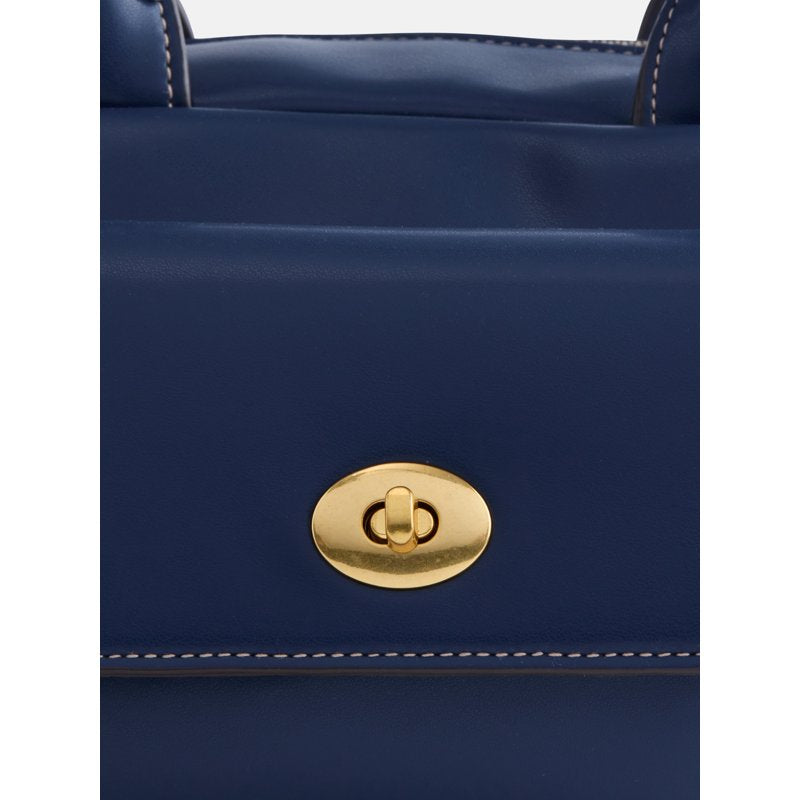 Women's Faux Leather Satchel Handbag - Structured Purse with Removable Strap
