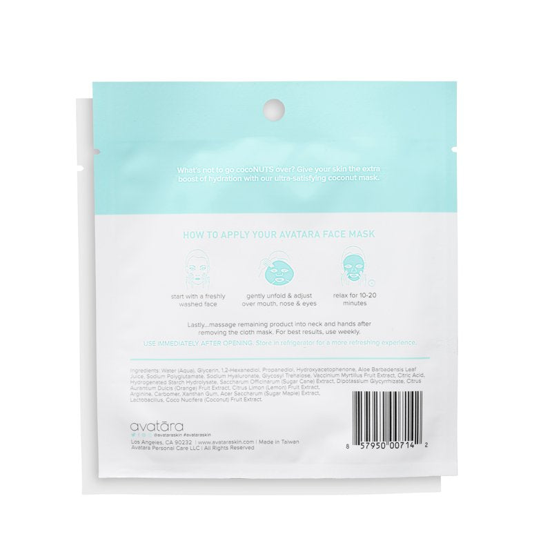 Hydrating Coconut Face Mask for All Skin Types - Eco-Friendly Sheet Mask