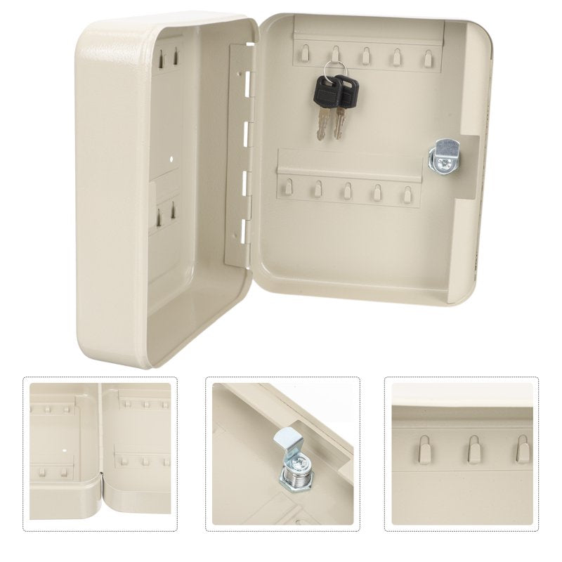 Wall Mount Key Storage Box Set with Lockable Organizer, 20x16cm - White