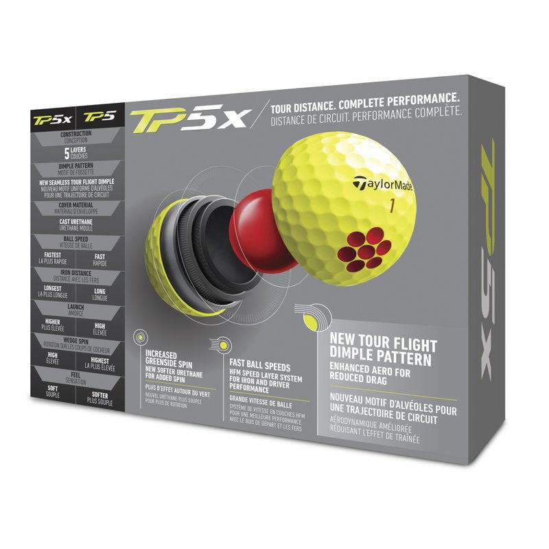 TaylorMade TP5x Golf Balls 12 Pack - Yellow (2022)